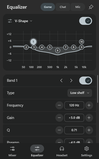 Equalizer tab