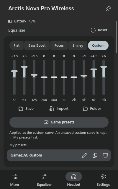 Headset tab