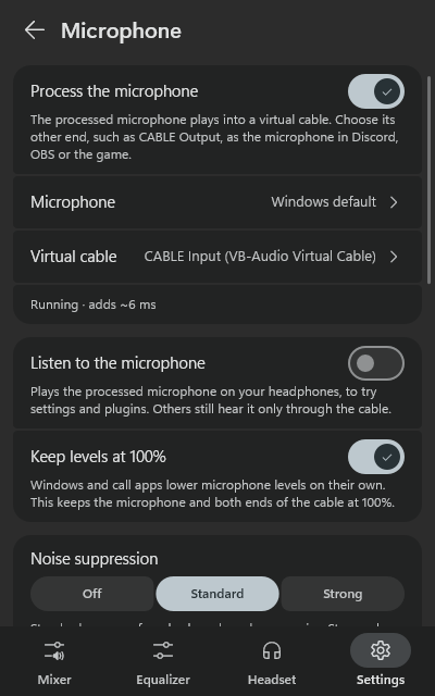 Microphone settings