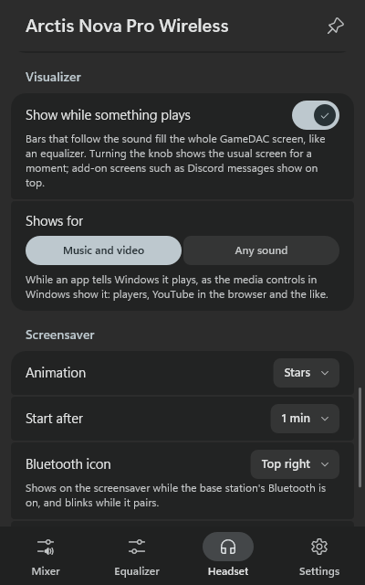 Screensaver settings